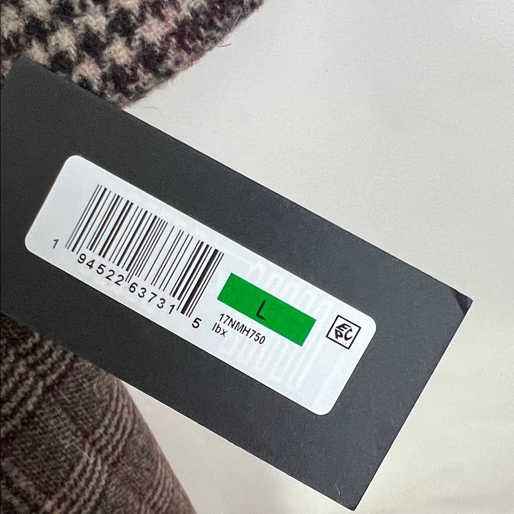 NWT Kenneth Cole Brown Checkered Pea Coat Plaid Double Breasted Wool Blend Large - Picture 9 of 9